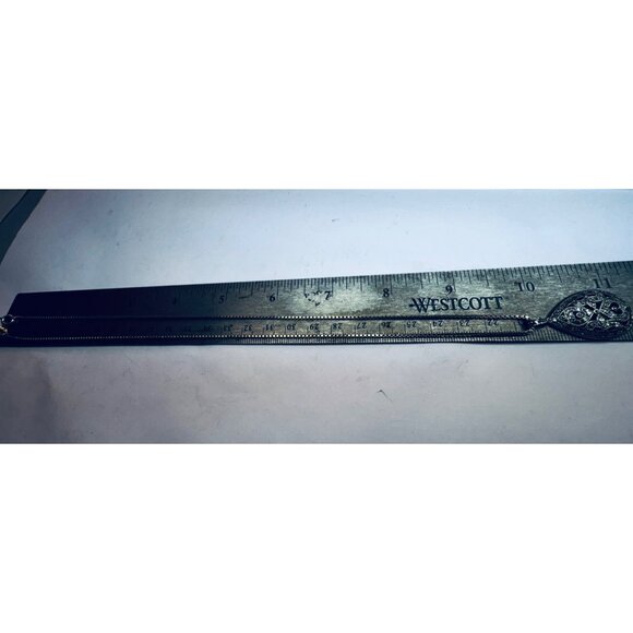 Estate 925 Sterling Silver Teardrop Filigree Pendant Necklace Marcasite Style - Picture 5 of 9